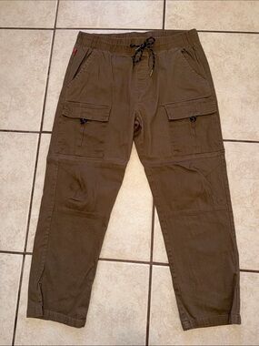 Ring of Fire Olive Brown Cargo Jogger Pants with Drawstring